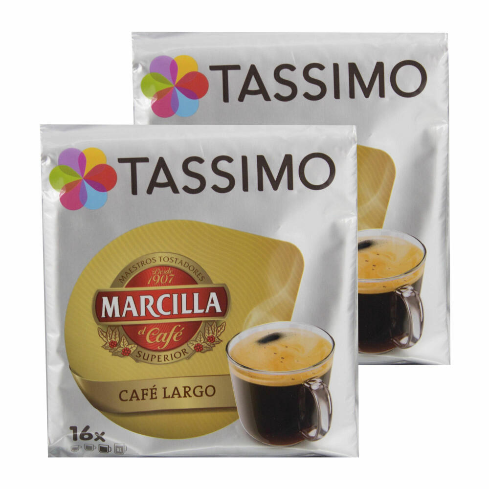 Tassimo Marcilla Café Largo, Coffee, Coffee Capsule, Ground Roasted Coffee, 32 T-Discs