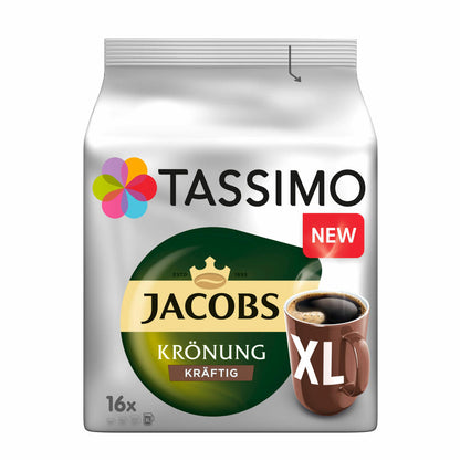 Tassimo Jacobs Krönung XL Kräftig, Kaffee, Kaffeekapsel, gemahlener Röstkaffee, 16 T-Discs