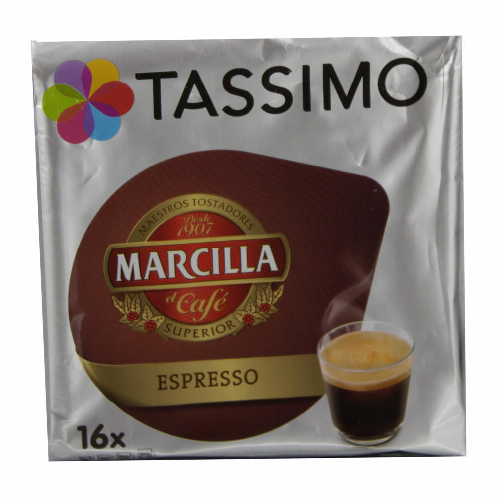 Tassimo Marcilla Espresso Geschenkset mit Glas, 5-tlg., Kaffee, Kaffeekapsel, Gemahlener Röstkaffee, T-Discs