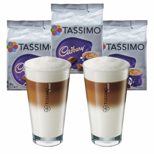 Tassimo Cadbury Cocoa Specialty Gift Set with Glass, 5-piece, Cocoa, Chocolate, Capsule