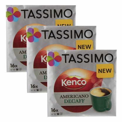 Tassimo Kenco Americano Decaff, 3er Pack, Kaffee, Kaffeekapsel, Gemahlener Ršstkaffee, 48 T-Discs
