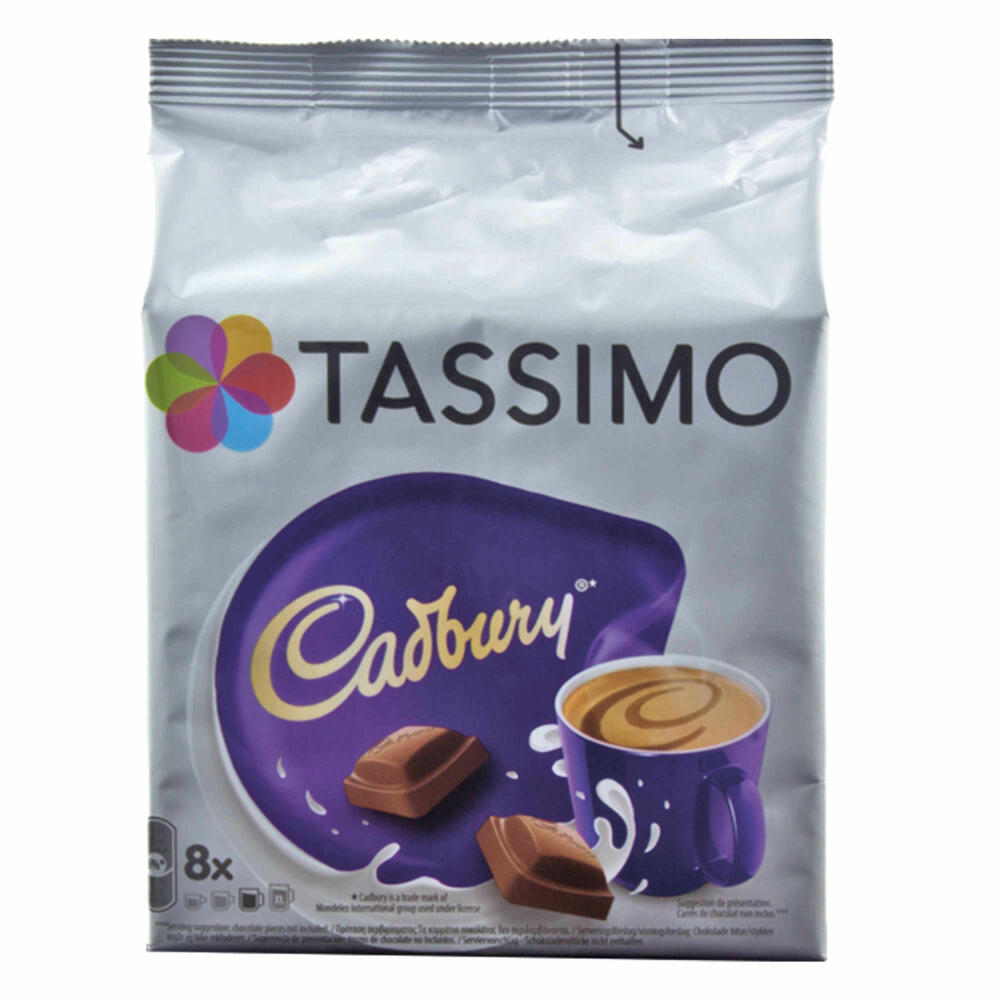 Tassimo Cadbury Kakaospezialität Geschenkset mit Glas, 5-tlg, Kakao, Schokolade, Kapsel