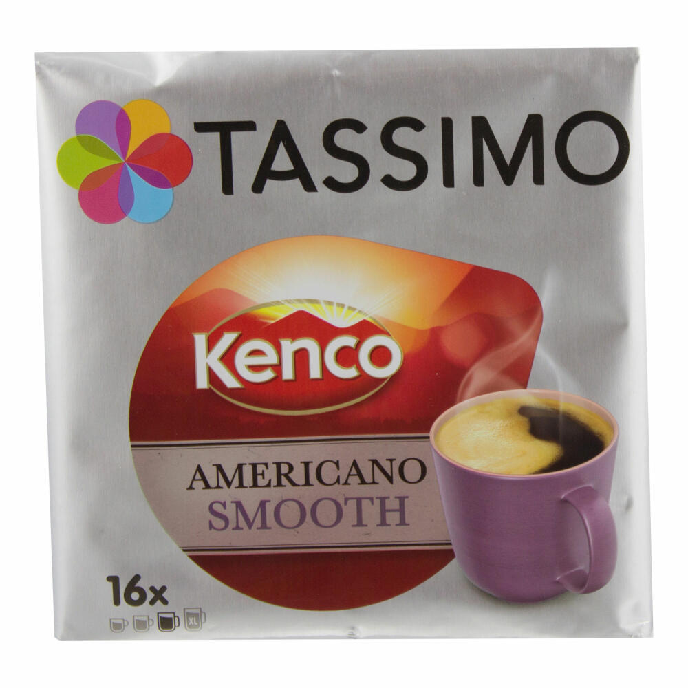 Tassimo Kenco Americano Smooth Gift Set with Glass, 5-piece, Coffee, Coffee Capsule, Ground Roasted Coffee