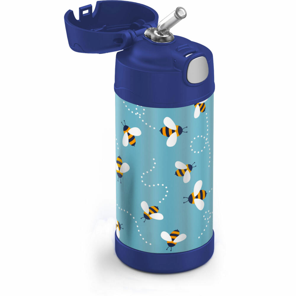 THERMOS kids insulated drinking bottle FUNTAINER STRAW BOTTLE, thermos bottle, bottle, stainless steel, Bees, 350 ml, 4113404035