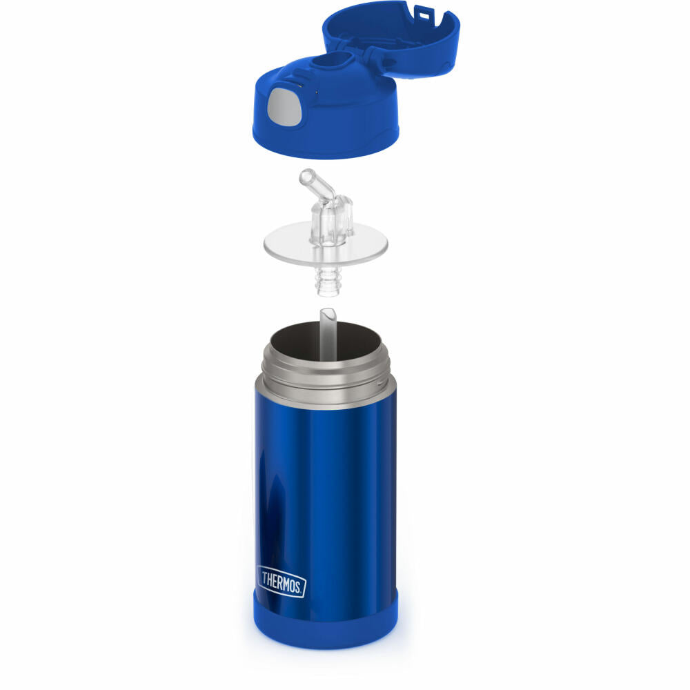 THERMOS kids Isolier-Trinkflasche FUNTAINER STRAW BOTTLE, Thermosflasche, Flasche, Edelstahl, Navy, 350 ml, 4113342035