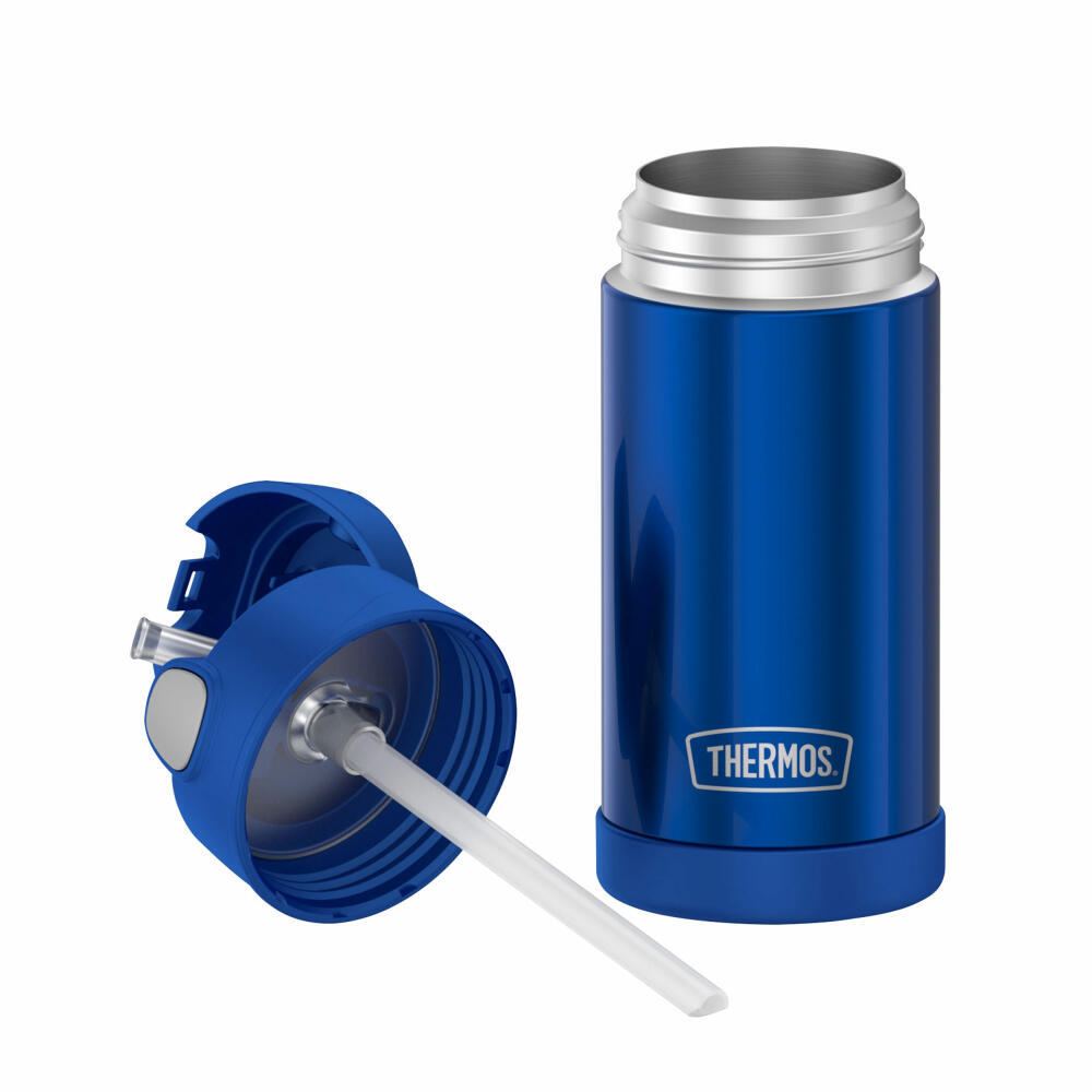 THERMOS kids Isolier-Trinkflasche FUNTAINER STRAW BOTTLE, Thermosflasche, Flasche, Edelstahl, Navy, 350 ml, 4113342035