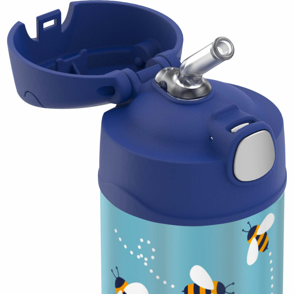 THERMOS kids insulated drinking bottle FUNTAINER STRAW BOTTLE, thermos bottle, bottle, stainless steel, Bees, 350 ml, 4113404035