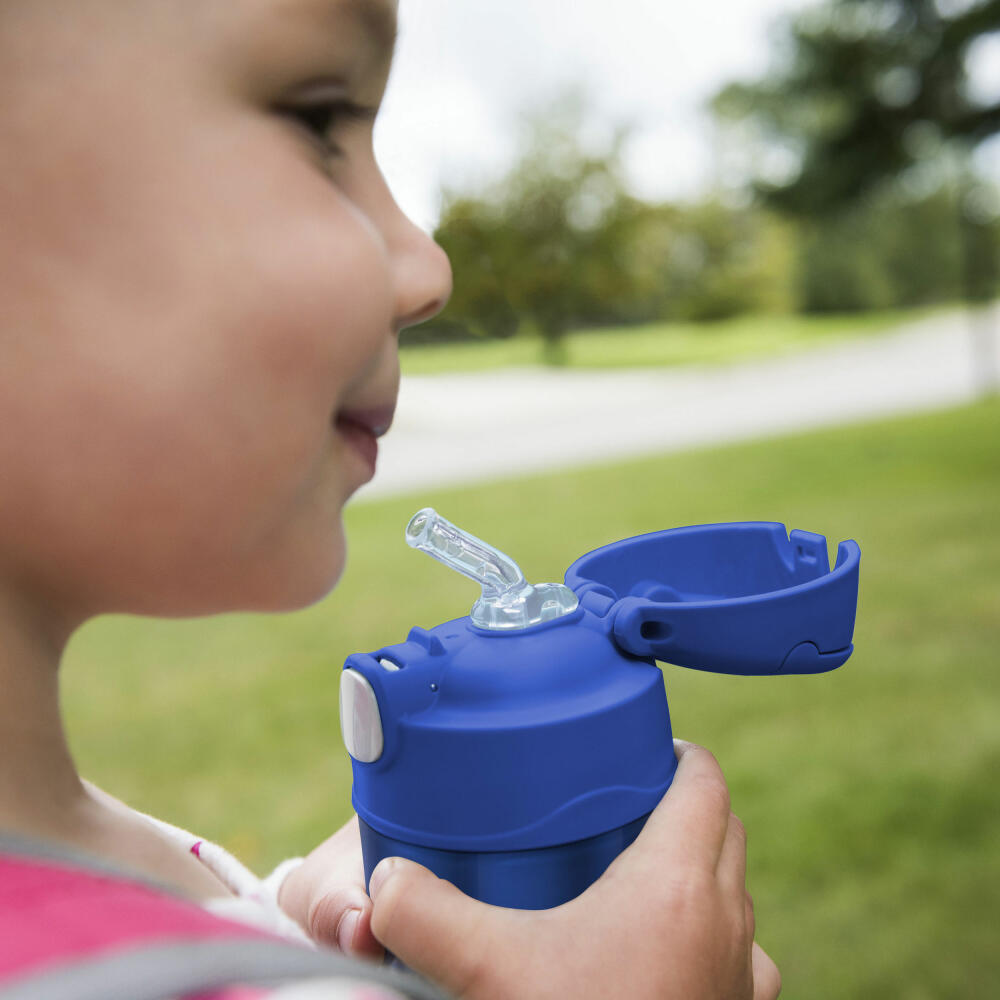THERMOS kids Isolier-Trinkflasche FUNTAINER STRAW BOTTLE, Thermosflasche, Flasche, Edelstahl, Navy, 350 ml, 4113342035