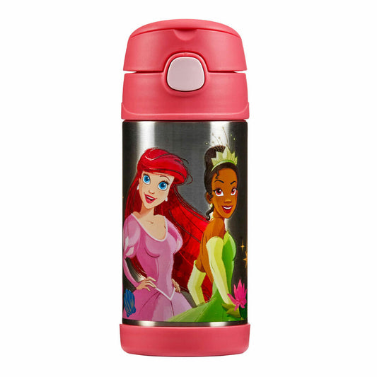 THERMOS kids Isolier-Trinkflasche FUNTAINER STRAW BOTTLE DISNEY Princesses, Thermosflasche, Flasche, Edelstahl, 350 ml, 4113413035