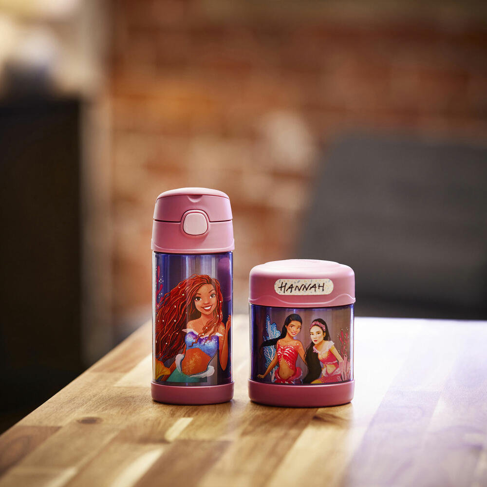 THERMOS kids Isolier-Trinkflasche FUNTAINER STRAW BOTTLE DISNEY Mermaid, Thermosflasche, Flasche, Edelstahl, 350 ml, 4113415035