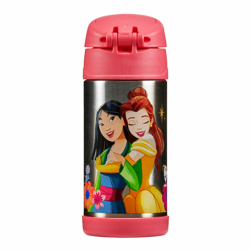 THERMOS kids Isolier-Trinkflasche FUNTAINER STRAW BOTTLE DISNEY Princesses, Thermosflasche, Flasche, Edelstahl, 350 ml, 4113413035