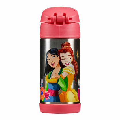 THERMOS kids Isolier-Trinkflasche FUNTAINER STRAW BOTTLE DISNEY Princesses, Thermosflasche, Flasche, Edelstahl, 350 ml, 4113413035