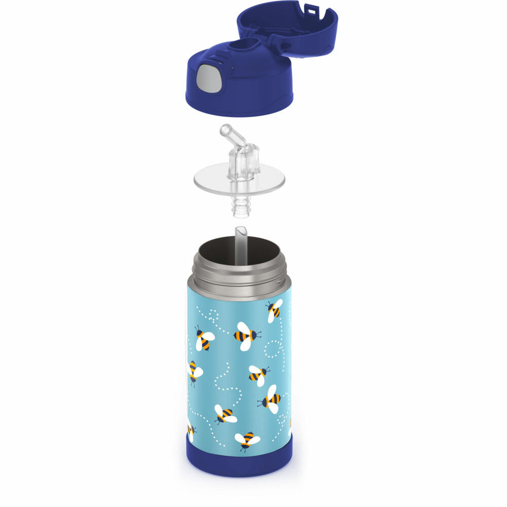 THERMOS kids insulated drinking bottle FUNTAINER STRAW BOTTLE, thermos bottle, bottle, stainless steel, Bees, 350 ml, 4113404035