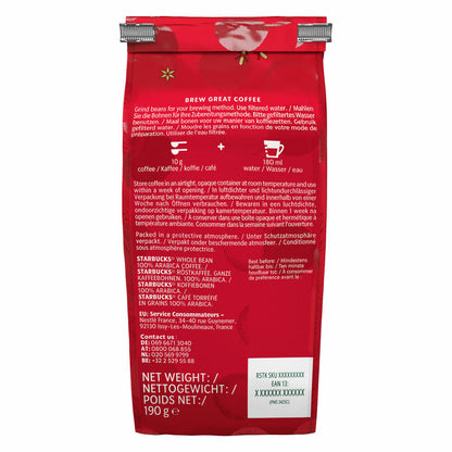 Starbucks Holiday Blend Ganze Bohnen, Kaffeebohnen, Bohnenkaffee, Kaffee, Röstkaffee, 2 x 190 g