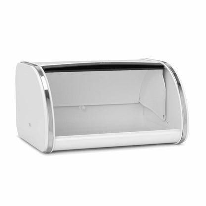 Brabantia Single Roll Bread Bin Fresh White, Bread Bin, Bread Box with Roll Door, Steel, White, 306044