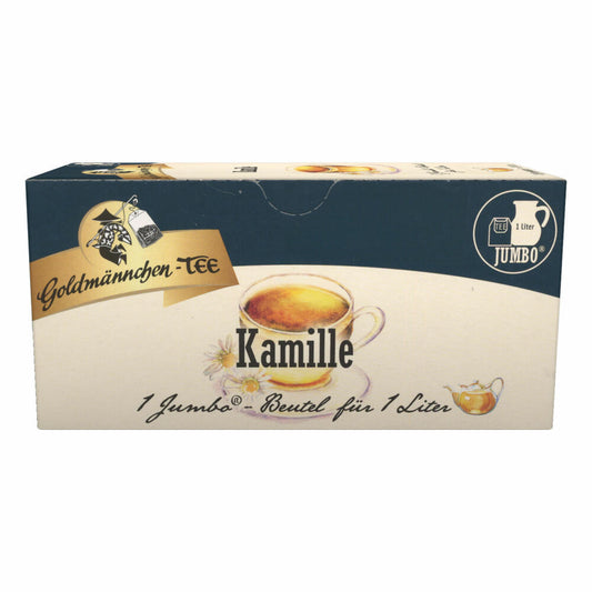 Goldmännchen Jumbo Tea Chamomile, Chamomile Tea, Herbal Tea, 20 Tea Bags, Large Bags, 3120
