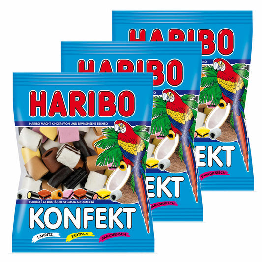 Haribo Confectionery, Pack of 3, Gummy Bears, Wine Gum, Fruit Gum, In Bag, Bag