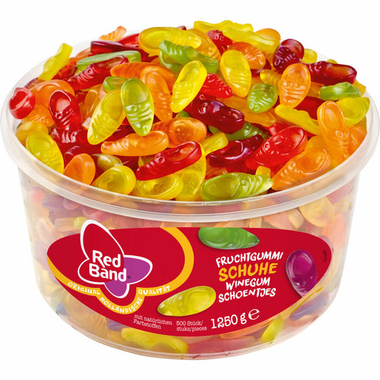 Red Band Fruchtgummi Schuhe, Weingummi, Dose, 500 Stück, 1.25 kg