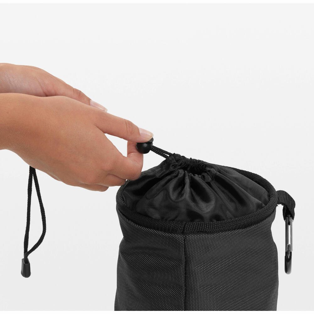 Brabantia Clothespin Bag Premium Black, Clothespin Bag with Carabiner, Fabric, Black, 105760
