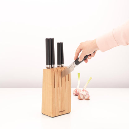 Brabantia Profile Messerblock mit 5 Messern, Holz, Matt Steel, 260483