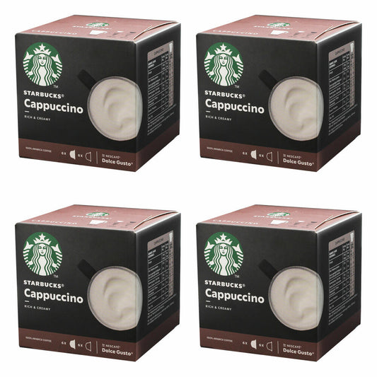 Nescafé Dolce Gusto Starbucks Cappuccino, set of 4, coffee drink, coffee, creamy, coffee capsule, roasted coffee, 4 x 12 capsules