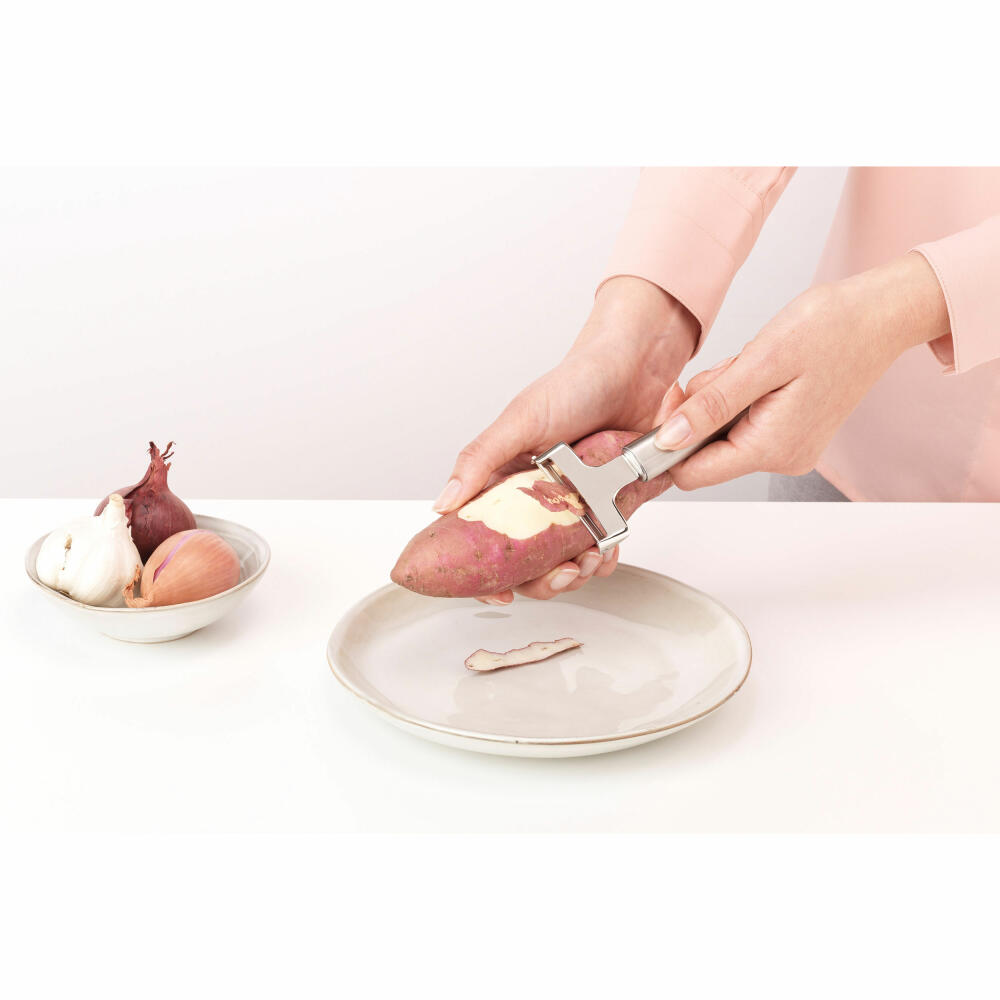 Brabantia Peeler ProfileY-Form, Cooking Utensil, Kitchen Aid, Steel, Matt Steel, 15 cm, 250286