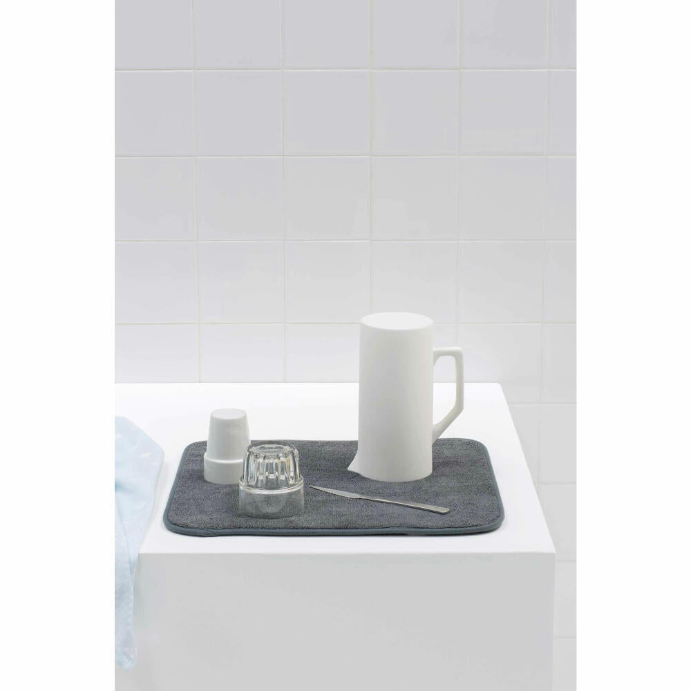 Brabantia Microfiber Drying Mat, Dish Mat, Dish Rack, Microfiber, Dark Grey, 117626