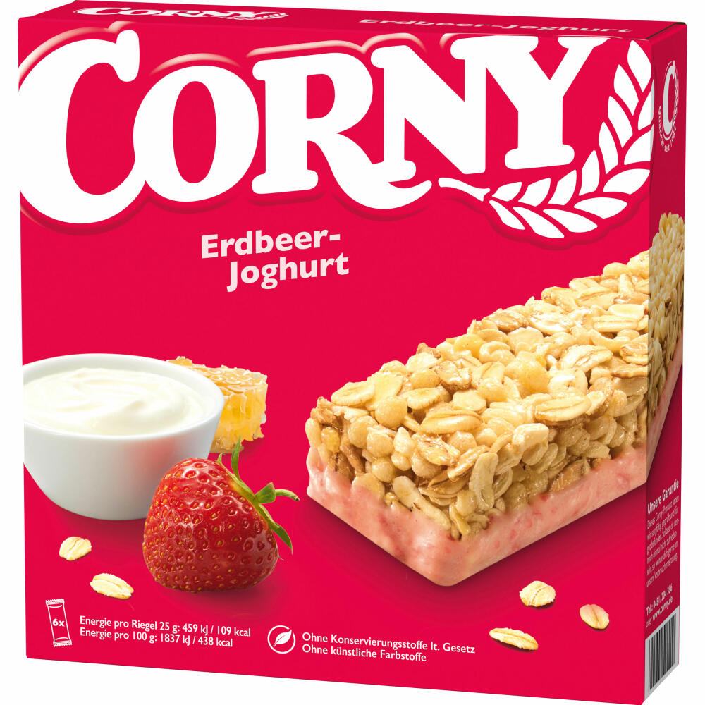 Corny Erdbeer-Joghurt, Müsliriegel, Müsli Riegel, Erdbeere, 6 x 25 g