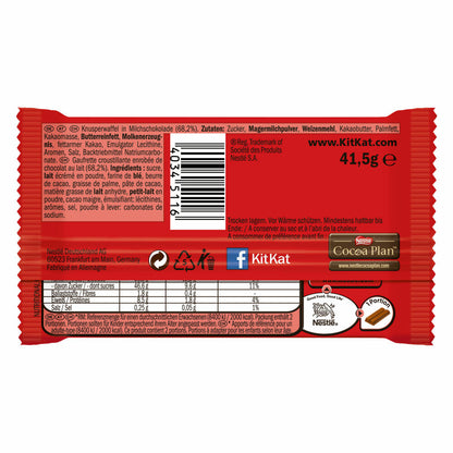 Nestlé KitKat Schokoriegel, Milchschokolade, Schoko Riegel, Milch Schokolade, 24 x 41.5g