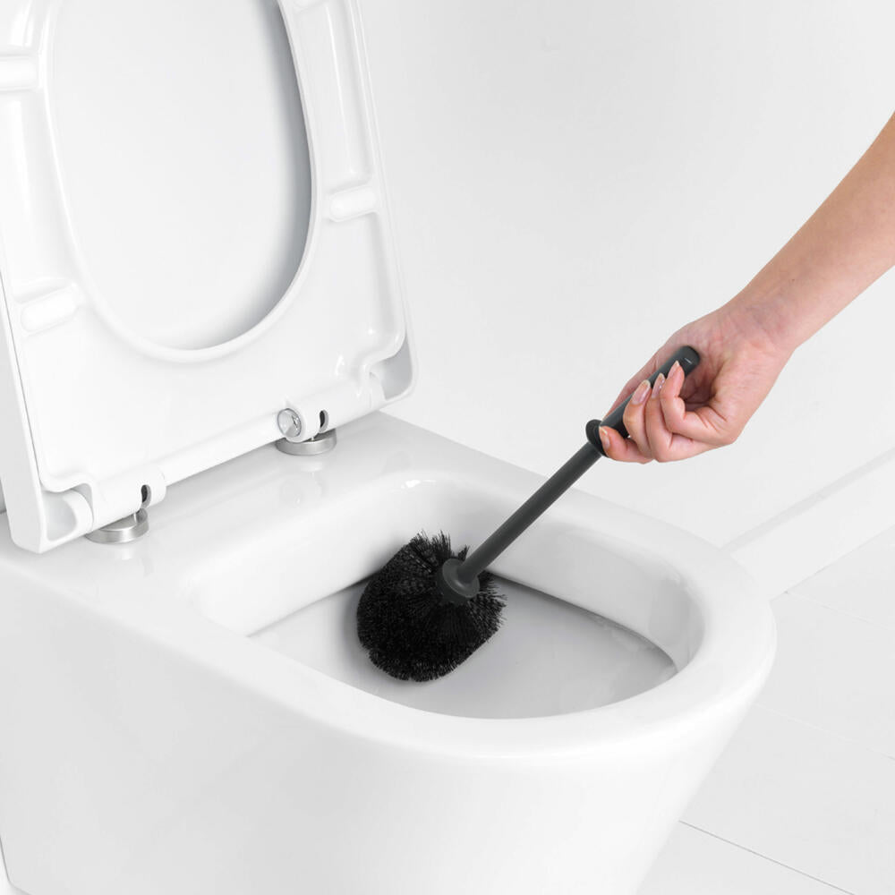 Brabantia ReNew Toilettenbürstengarnitur, WC-Garnitur, Toilettenbürste, Klobürste, Matt Black, 108587