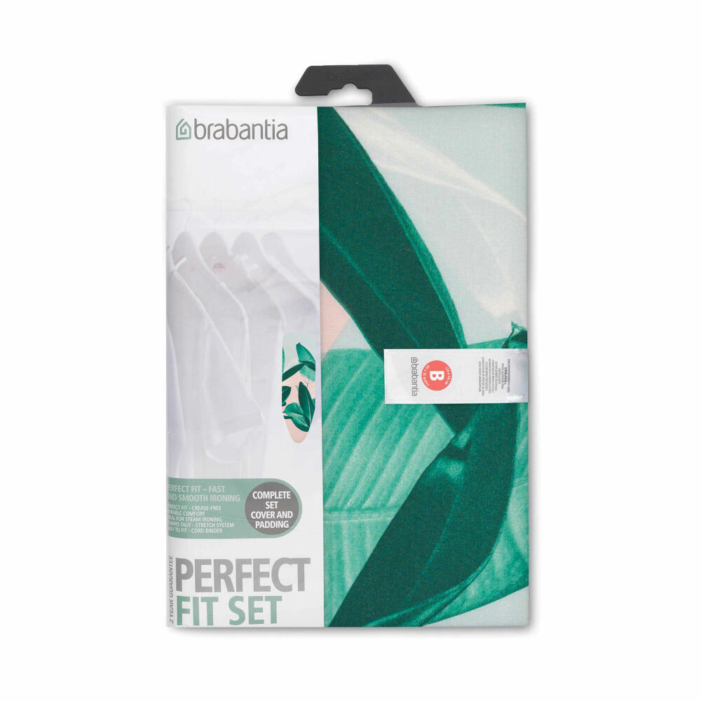 Brabantia cotton cover with 4mm foam and felt, ironing board cover, Tropical Leaves, 124 x 38 cm, 118869