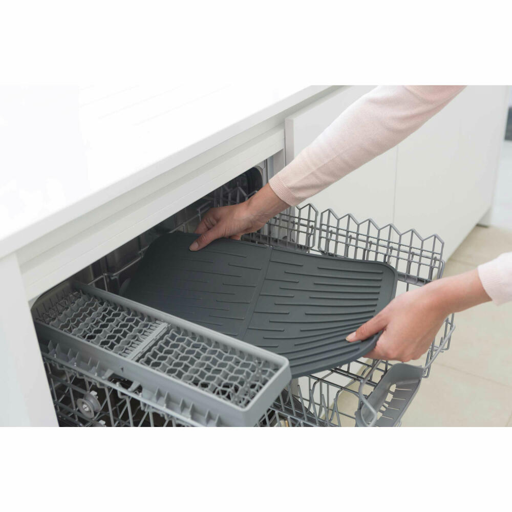 Brabantia Silicone Draining Mat, Dish Mat, Dish Rack, Plastic, Dark Grey, 117442