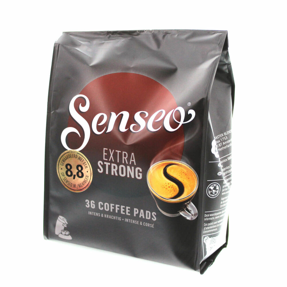 Senseo coffee pads Extra Strong / Extra Strong, intense and full-bodied taste, coffee for coffee pad machines, 108 pads, with pad container