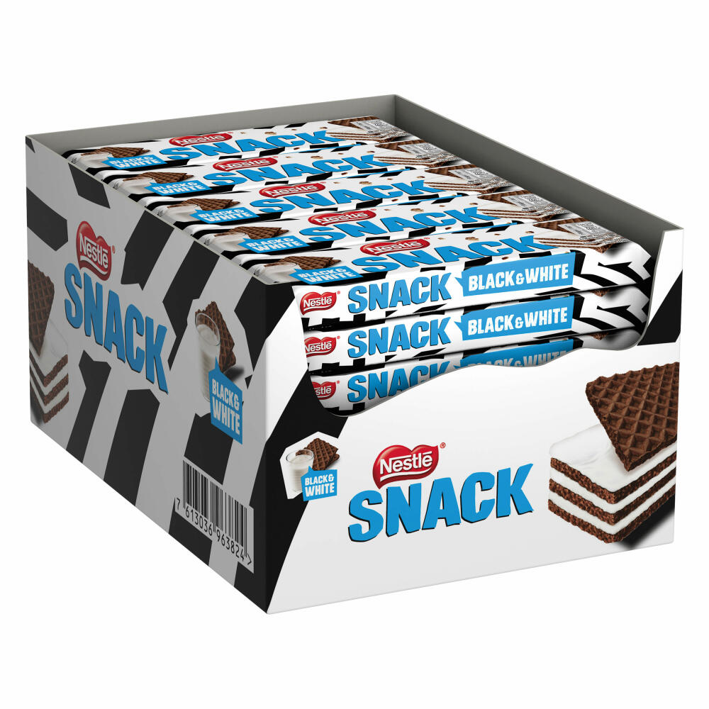 Nestlé Snack Black and White, Knusperwaffel mit Kakao, mit Milchcreme gefüllt, 30 Riegel je 33 g