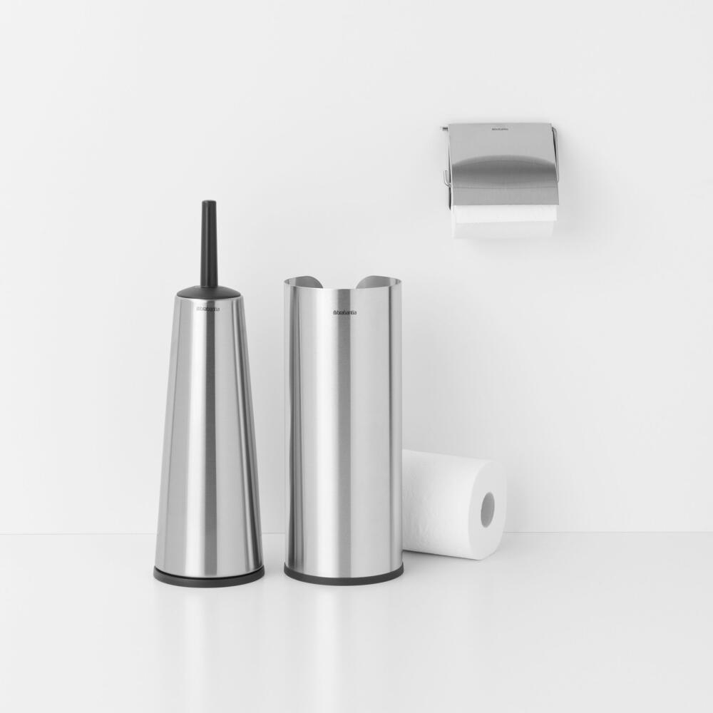 Brabantia Toilettenzubehör-Set ReNew 3-tlg., Bürste, Spender, Rollenhalter, Stahl, Kunststoff, Matt Steel, 280665
