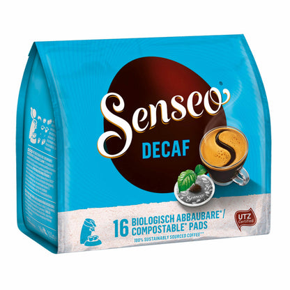 Senseo Kaffeepads Entkoffeiniert / Decaf, Reiches Aroma, Intensiv & Ausgewogen, Kaffee, neues Design, 6er Pack, 6 x 16 Pads
