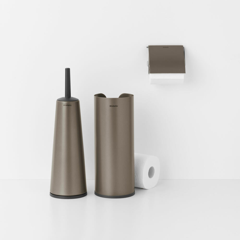 Brabantia Toilettenzubehör-Set ReNew 3-tlg., Bürste, Spender, Rollenhalter, Stahl, Kunststoff, Platinum, 280641