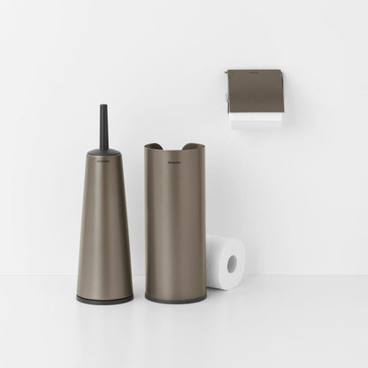 Brabantia Toilettenzubehör-Set ReNew 3-tlg., Bürste, Spender, Rollenhalter, Stahl, Kunststoff, Platinum, 280641