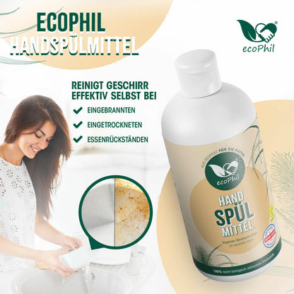 ecoPhil Handspülmittel, fettlösendes Spülmittel, ohne Mikroplastik, 500 ml