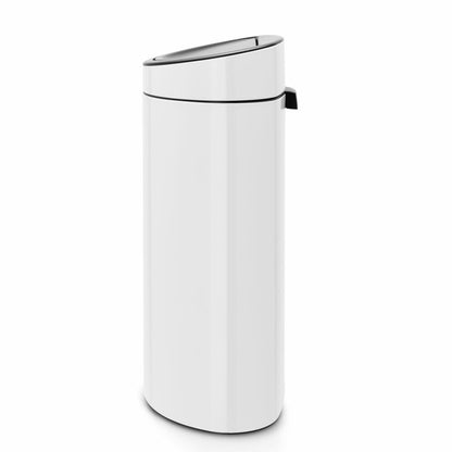 Brabantia Touch Bin Abfallbehälter mit Kunststoffeinsatz, Mülleimer, Müll Eimer, White / Deckel White, 40 L, 114984