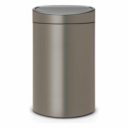 Brabantia Touch Bin Recycle, Mülleimer mit Kunststoffeinsätzen, Abfalleimer, Papierkorb, Abfallbehälter, Platinum, 10 / 23 L, 117909