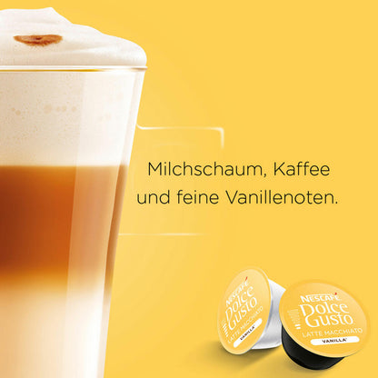Nescafé Dolce Gusto Latte Macchiato Vanilla, Kaffee, Kaffekapsel, 3er Pack, 3 x 16 Kapseln (24 Portionen)