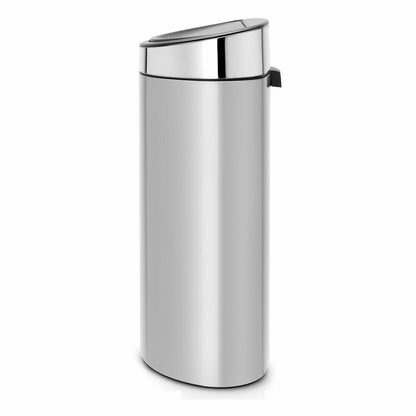 Brabantia Touch Bin, Mülleimer, Abfalleimer, Abfallbehälter Metallic Grey, Grau, Deckel in Brilliant Steel, 40 L, 114861