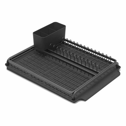 Brabantia draining rack, draining stand, draining basket, dish rack, plastic, dark grey, 117404