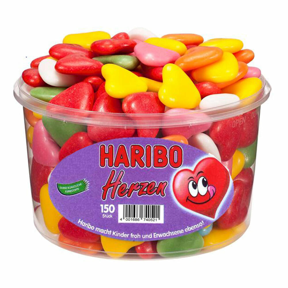 Haribo Baiser Herzen, 3er Set, Gummibärchen, Fruchtgummi, Schaum Dragees, Schaumdragee, Dose