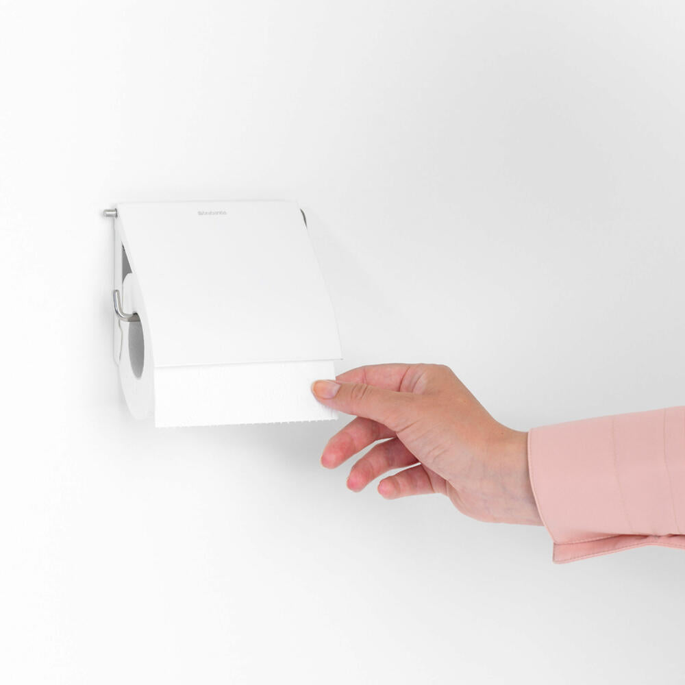 Brabantia ReNew Toilet Paper Holder, Toilet Paper Holder, Roll Holder, White / White, 414565