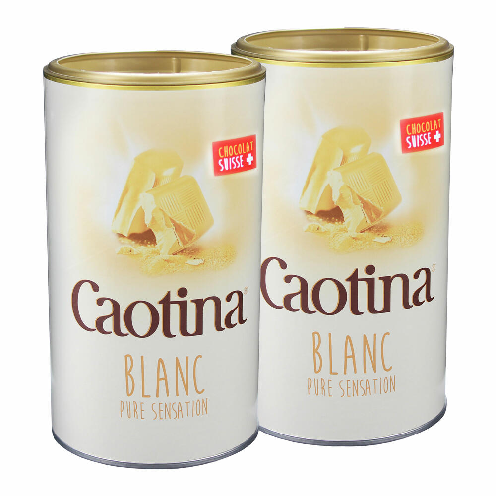 Caotina blanc, Kakao Pulver mit weißer Schweizer Schokolade, heiße Schokolade, Trinkschokolade, 2er Pack, 2 x 500g