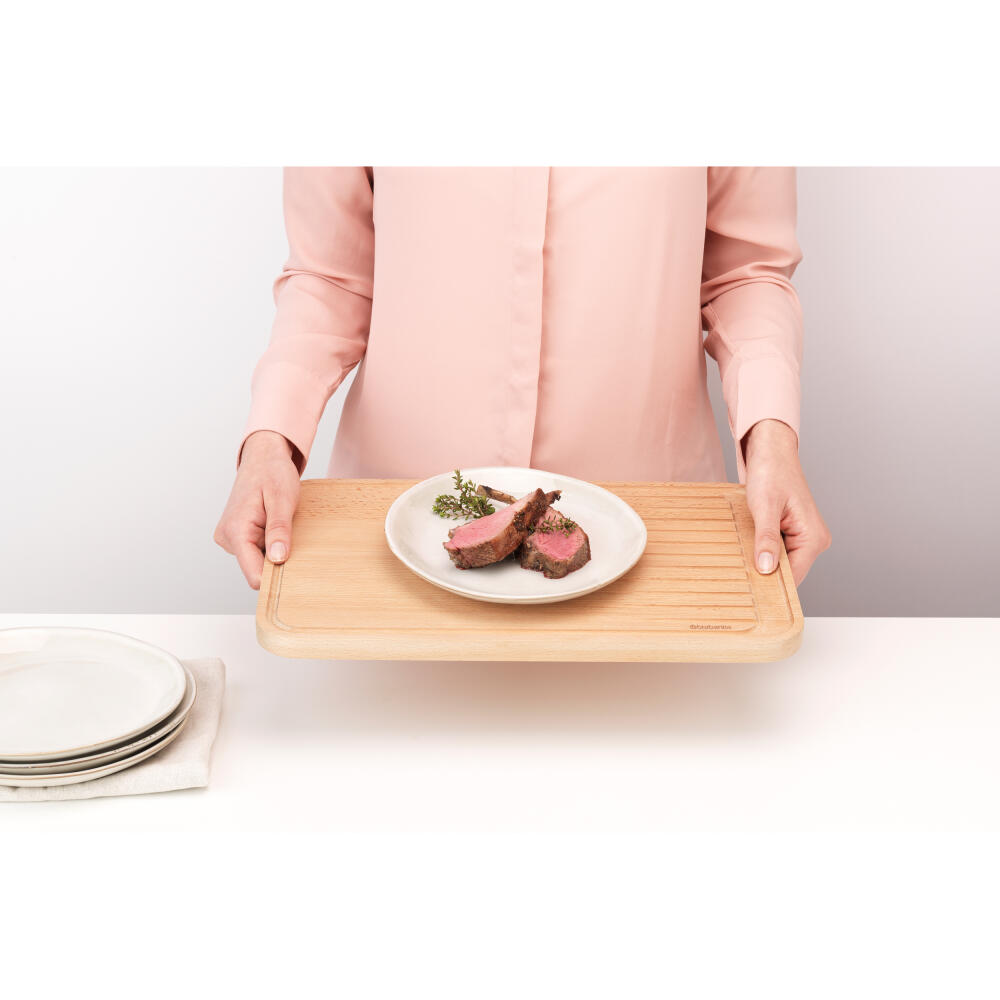 Brabantia Profile Schneidebrett für Fleisch, Schneideunterlage, Holz, Wood, 40 x 25 cm, 260704