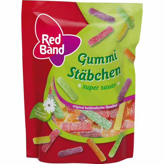 Red Band Gummi Stäbchen Super Sauer, Gummistäbchen, Fruchtgummi, im Beutel, Tüte, 200 g