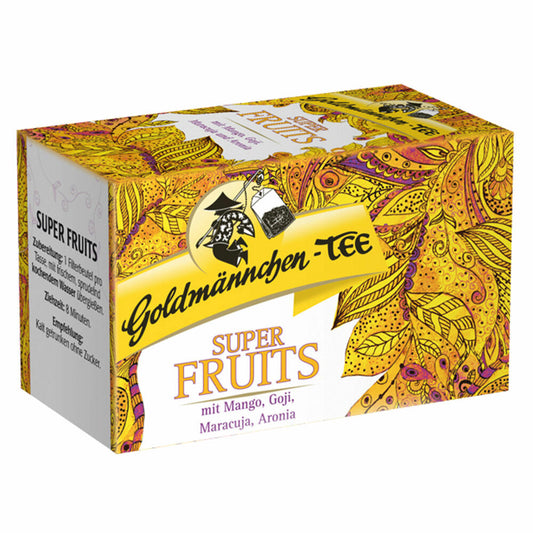 Goldmännchen Super Fruits Tea with Mango, Goji, Passion Fruit, Aronia, Fruit Tea, 20 filter bags of 2.25 g each